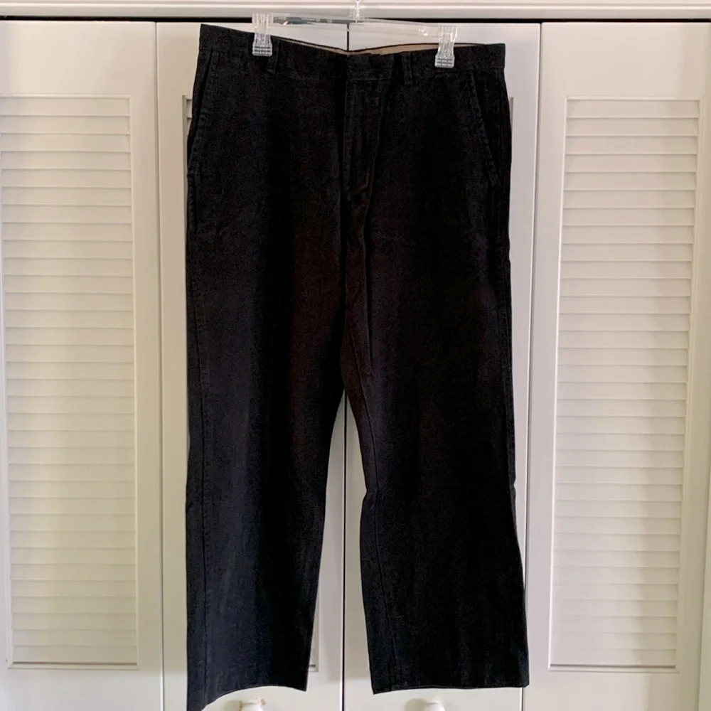 Banana Republic Dawson Black Cotton Chino Pants Men’s Flat Front Size 36 x 30